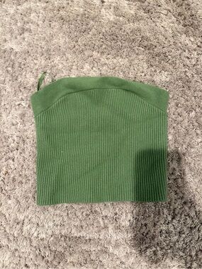 Abercrombie & Fitch Olive Ribbed Strapless Knit Top